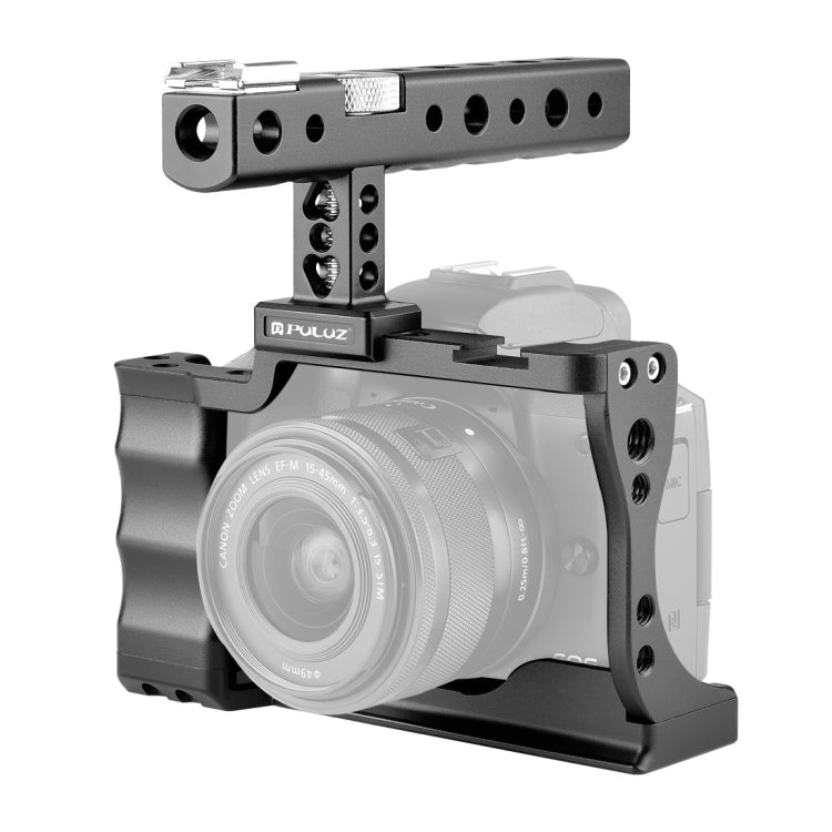 PULUZ Video Camera Cage Stabilizer with Handle for Canon EOS M50 - Black