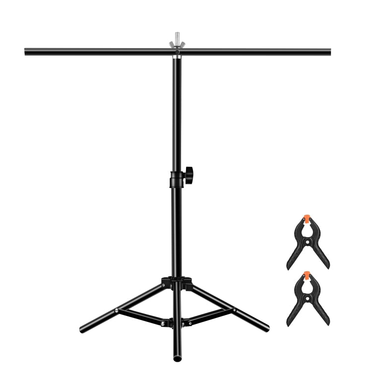 67cm Professional Photography Studio Background Support Stand Kit, Adjustable Height, Portable and Durable Black Crossbar Bracket with Clips
