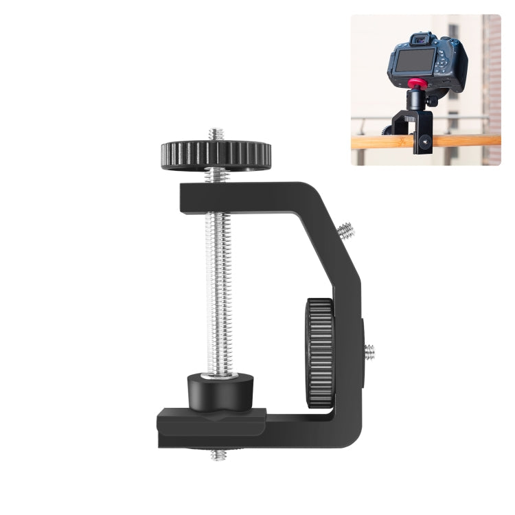 PULUZ Heavy Duty C Clamp Camera Mount for Action Cameras and DSLR - Adjustable Jaw and Rubber Padding for Stability