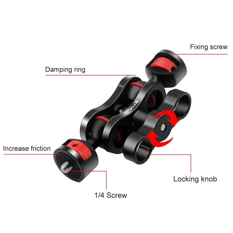 PULUZ Universal Double Ball Magic Arm Bracket Mount (Black)