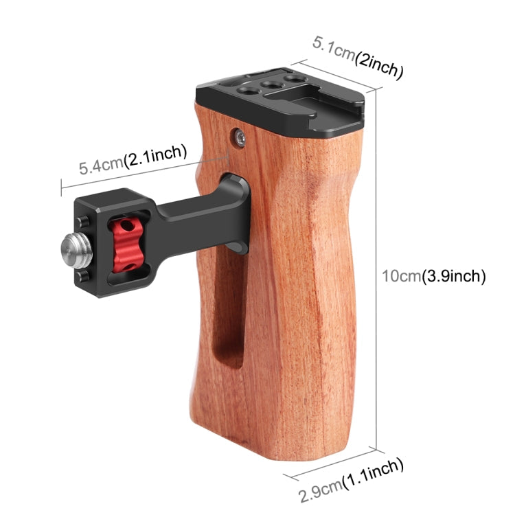 PULUZ Camera Wooden Side Handle with Cold Shoe Mount for Camera Cage Stabilizer
