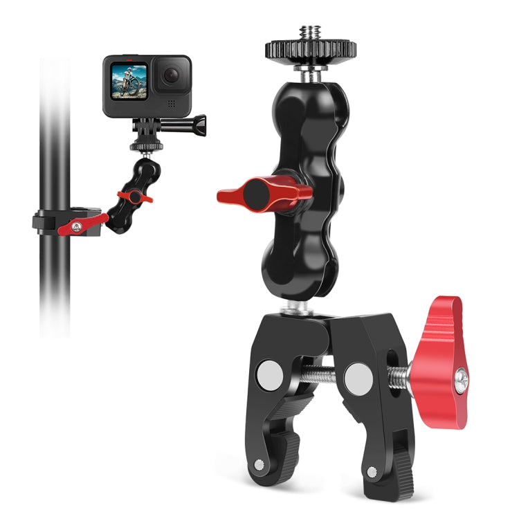 PULUZ Multi-functional Magic Arm Ball Mount Clamp Crab Pliers Clip (Red)