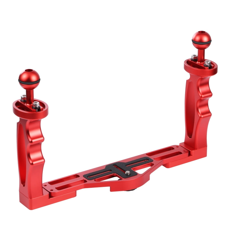Red PULUZ Dual Handles Aluminium Alloy Tray Stabilizer for Underwater Camera Housings