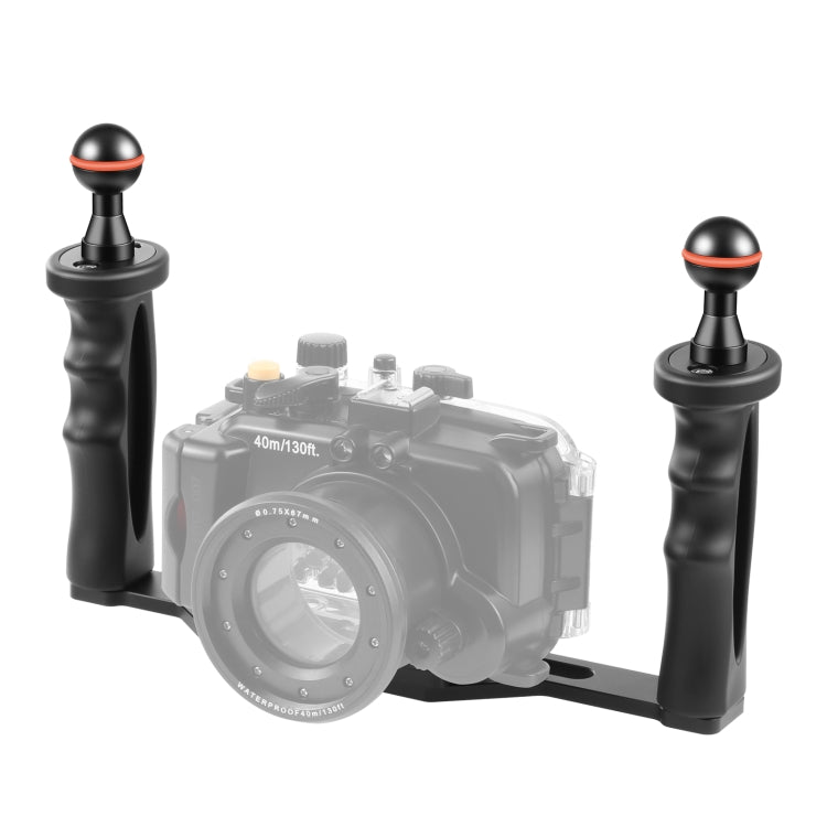 PULUZ Dual Handles Aluminum Alloy Tray Stabilizer for Underwater Camera Housings (Black)