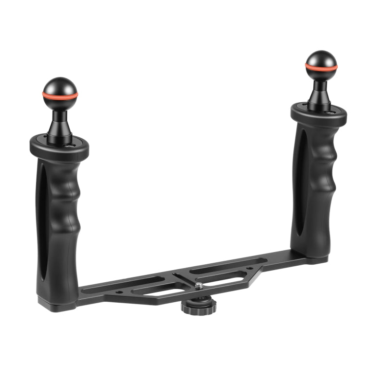 PULUZ Dual Handles Aluminum Alloy Tray Stabilizer for Underwater Camera Housings (Black)