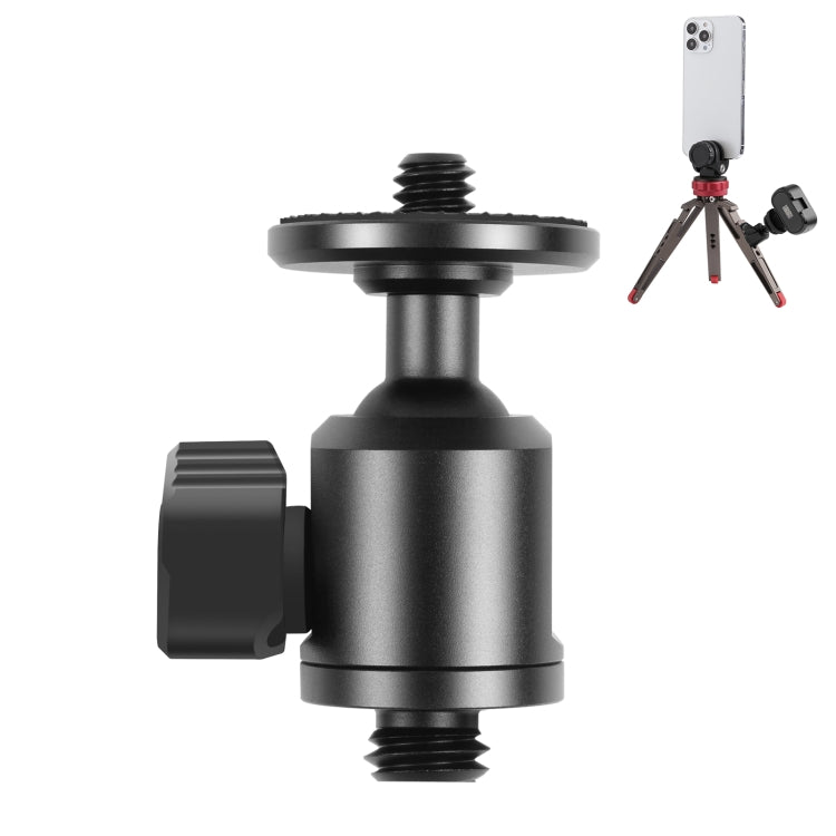 PULUZ 3/8 inch Metal Tripod Ball Head Adapter with Knob Lock (Black)