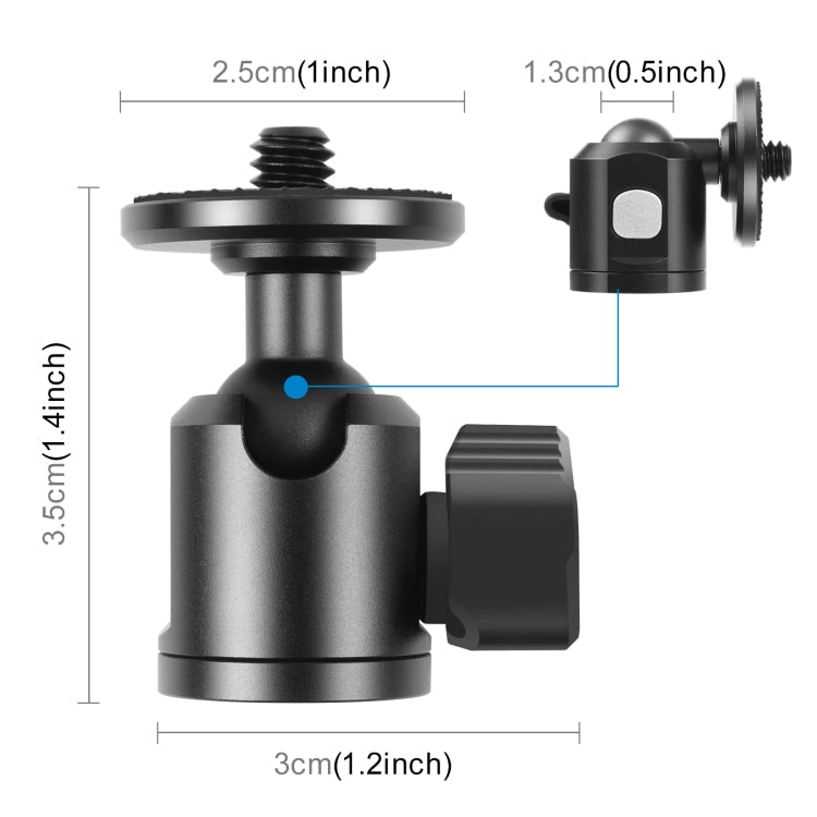 PULUZ Metal Tripod Ball Head Adapter for Versatile Camera Positioning (Black)