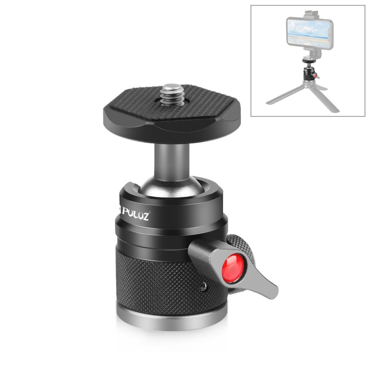 360 Degree Rotating Camera Tripod Ball Head Adapter with Quick Adjustment Knob Lock (Black)