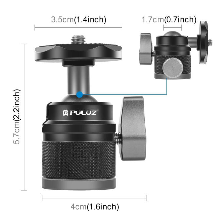 360 Degree Rotating Camera Tripod Ball Head Adapter with Quick Adjustment Knob Lock (Black)