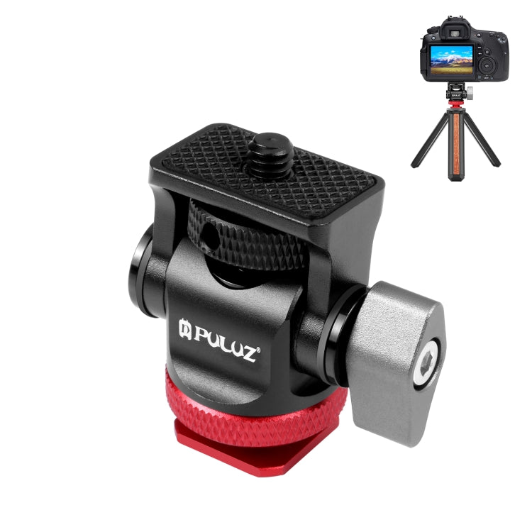 PULUZ Mini 180 Degree Rotation Tripod Ball Head Cold Shoe Mount Adapter (Red)