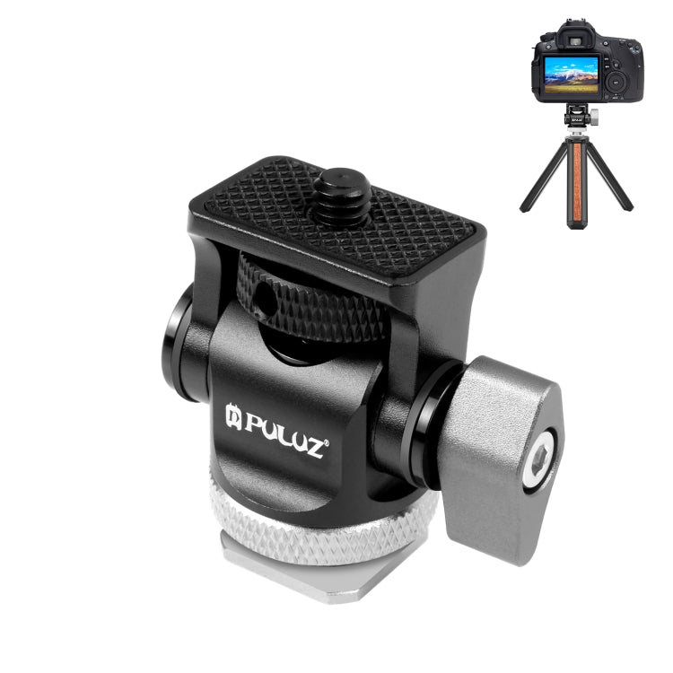 PULUZ Mini 180 Degree Swing Tripod Ball Head Cold Shoe Mount Adapter in Silver