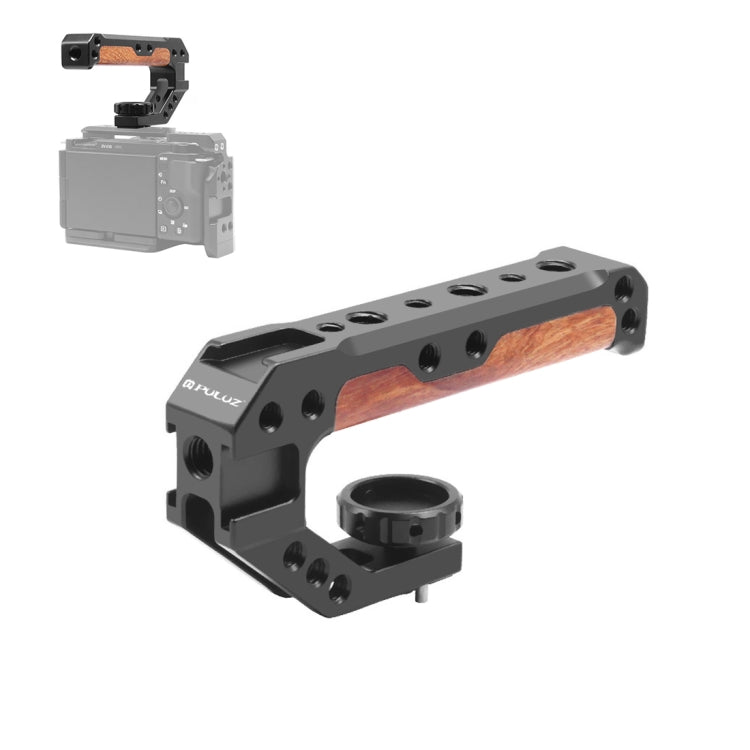 PULUZ Camera Wooden Top Handle with Cold Shoe Mount (Black)