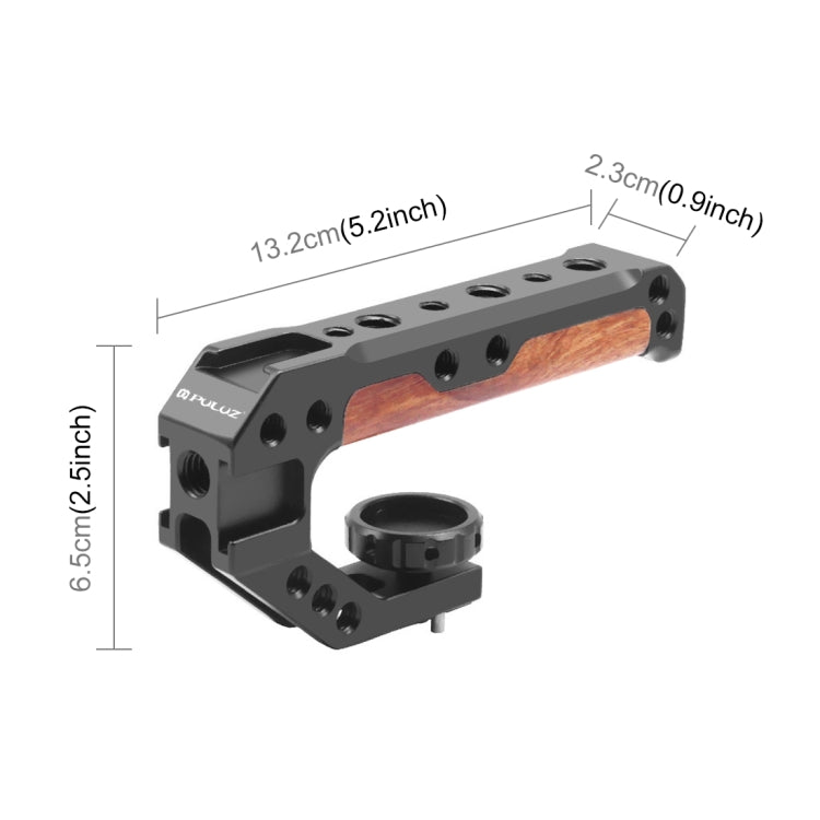 PULUZ Camera Wooden Top Handle with Cold Shoe Mount (Black)