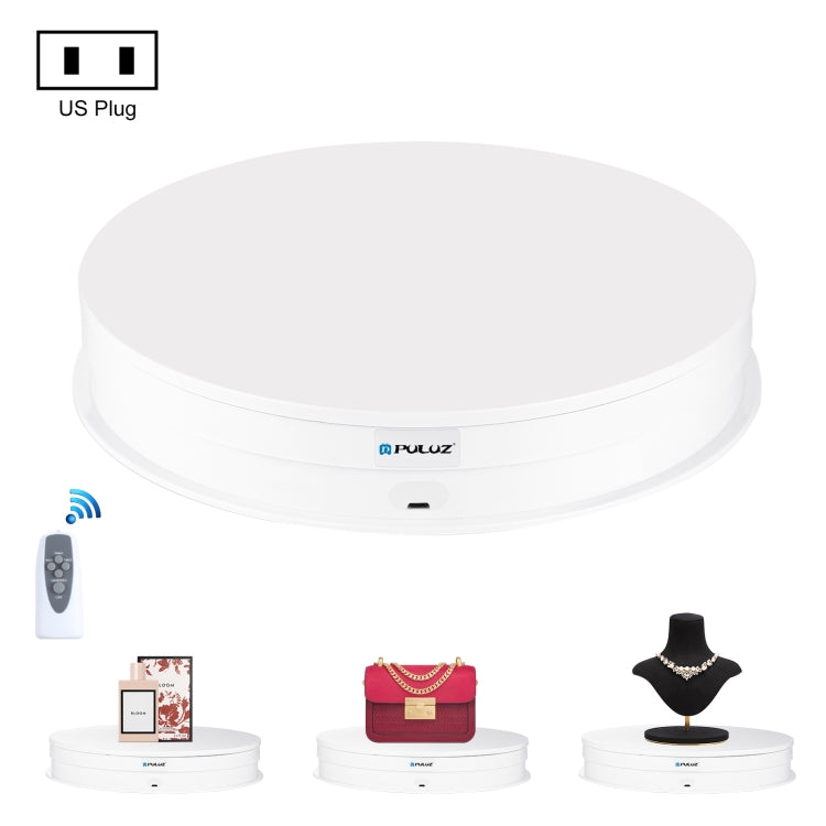 Adjustable Speed Rotating Display Stand with 30cm Diameter, 10-15kg Load Capacity, US Plug (White)