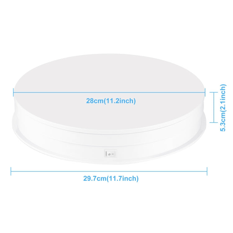 Adjustable Speed Rotating Display Stand with 30cm Diameter, 10-15kg Load Capacity, US Plug (White)