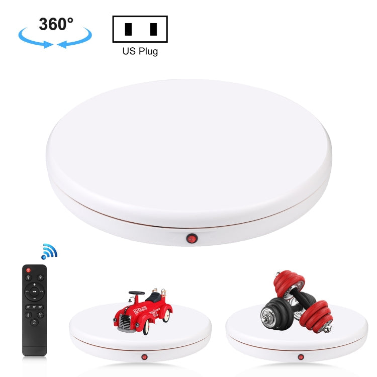 45cm White Remote Control Rotating Turntable Display Stand, Load 100kg with US Plug