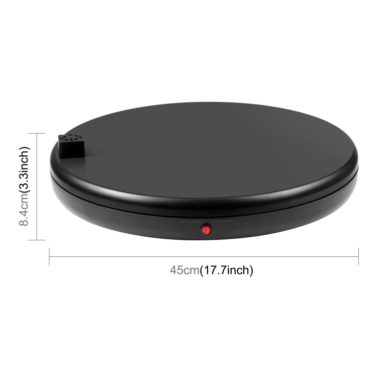 PULUZ 45cm Remote Control Rotating Turntable Display Stand with Power Socket, Black, Load 100kg(US Plug)