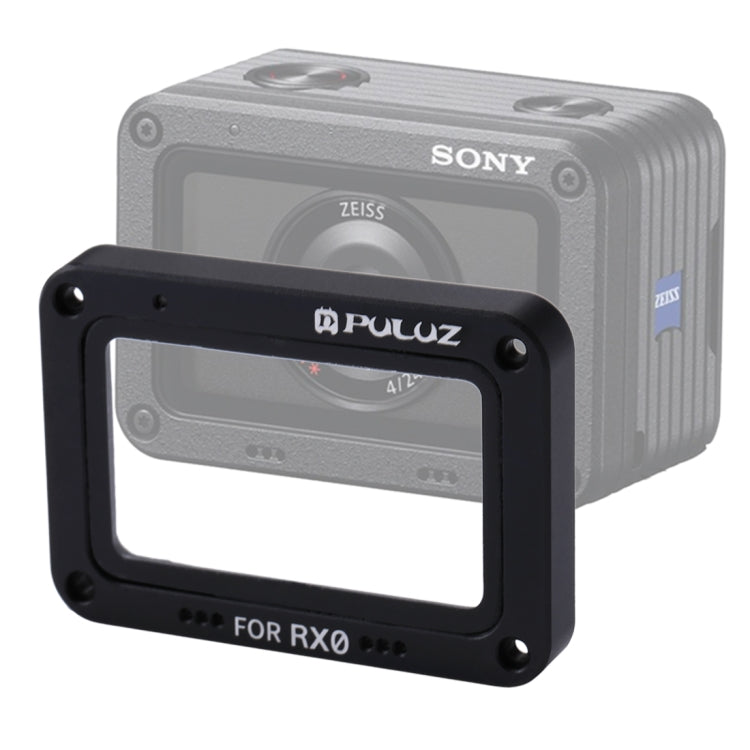 PULUZ Aluminum Alloy Flame + Tempered Glass Lens Protector for Sony RX0 / RX0 II - Black