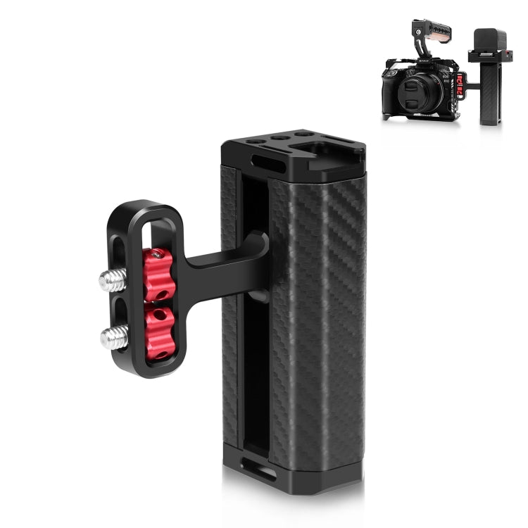 PULUZ Universal Camera Metal Side Handle with Cold Shoe Mount for Camera Cage Stabilizer (Black) - Enhanced Camera Cage Side Handle with Cold Shoe Mount