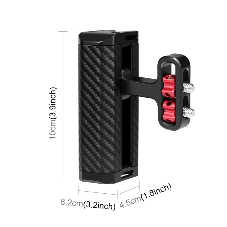 PULUZ Universal Camera Metal Side Handle with Cold Shoe Mount for Camera Cage Stabilizer (Black) - Enhanced Camera Cage Side Handle with Cold Shoe Mount