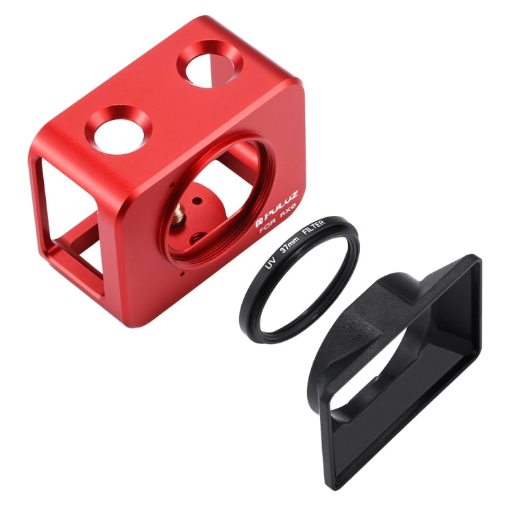 PULUZ Aluminum Alloy Protective Cage Set for Sony RX0 with UV Filter and Sunshade (Red)