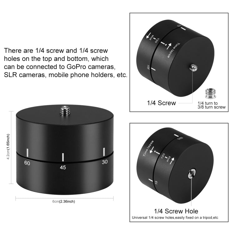 PULUZ 360 Degrees Panning Rotation Time Lapse Stabilizer for GoPro and Action Cameras