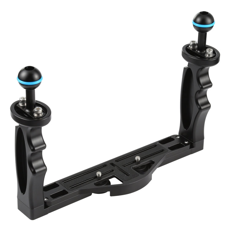 PULUZ Dual Handles Aluminium Alloy Tray Stabilizer for Underwater Camera Housings - Black