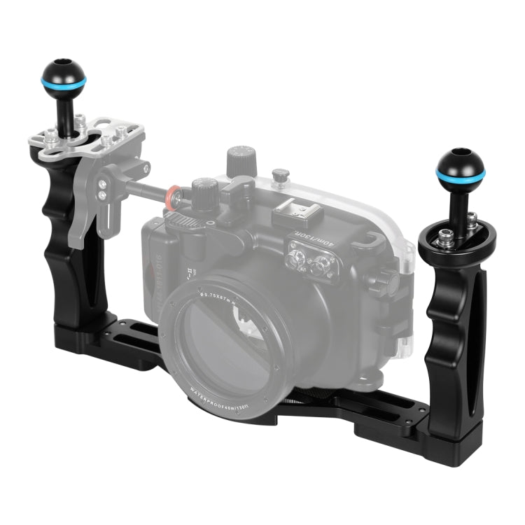 PULUZ Dual Handles Aluminium Alloy Tray Stabilizer for Underwater Camera Housings - Black
