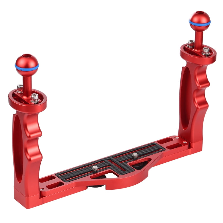 PULUZ Dual Handles Aluminum Tray Stabilizer for Underwater Photography (Red)