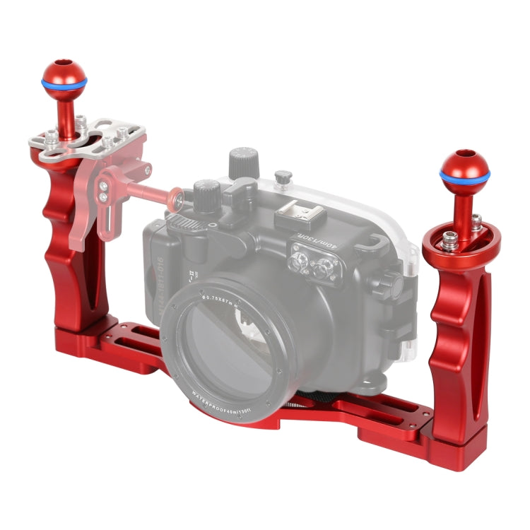 PULUZ Dual Handles Aluminum Tray Stabilizer for Underwater Photography (Red)