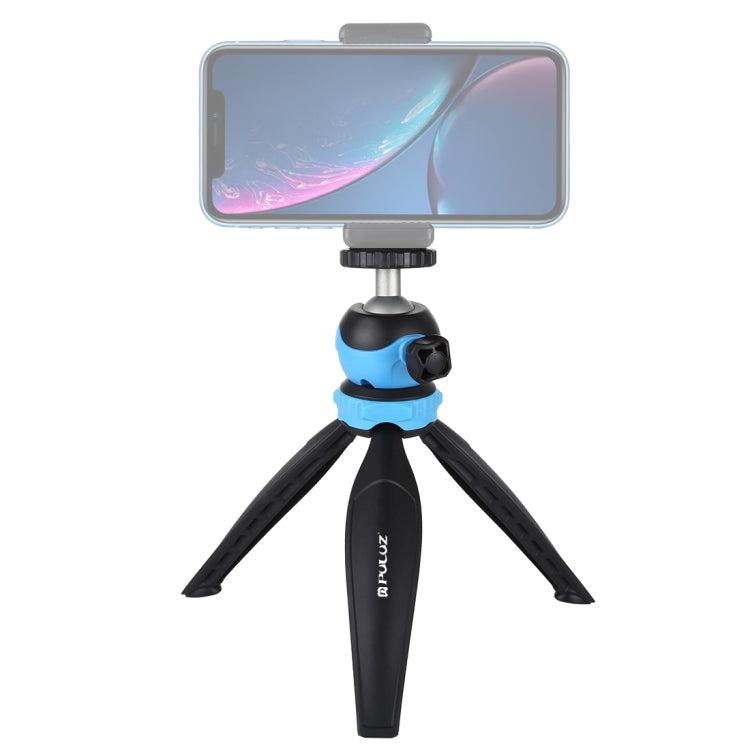 PULUZ 20cm Portable Plastic Tripod Mount with 360 Degree Ball Head for Cameras and Smartphones (Blue)