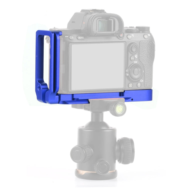 PULUZ 1/4 inch Vertical Shoot Quick Release L Plate Bracket Base Holder for Sony A9/A7 III/A7R III (Blue)