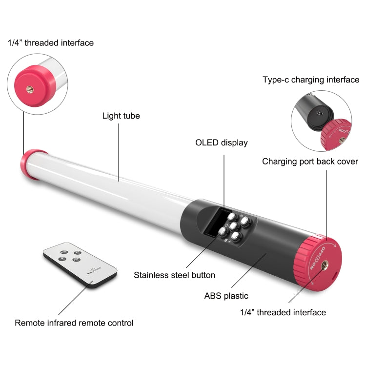 PULUZ RGB 114 LEDs Waterproof Photography Handheld Light Stick with Remote Control - Red