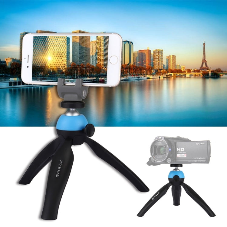 PULUZ Pocket Mini Tripod Mount with 360 Degree Ball Head for Smartphones, GoPro, DSLR Cameras (Blue)