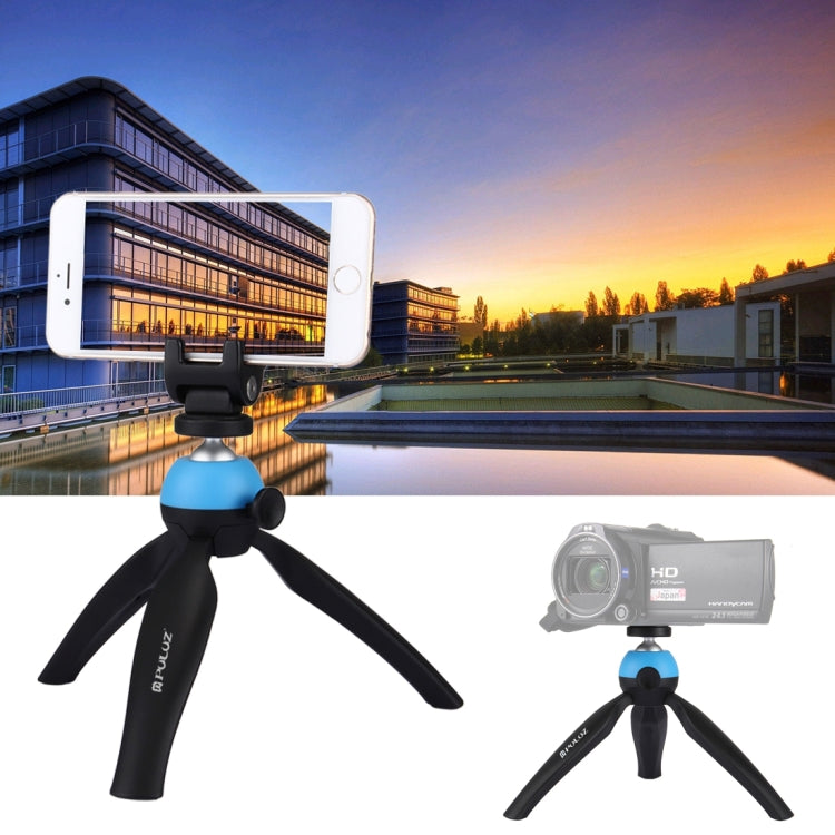PULUZ Blue Pocket Mini Tripod with 360 Degree Ball Head & Phone Clamp for Smartphones