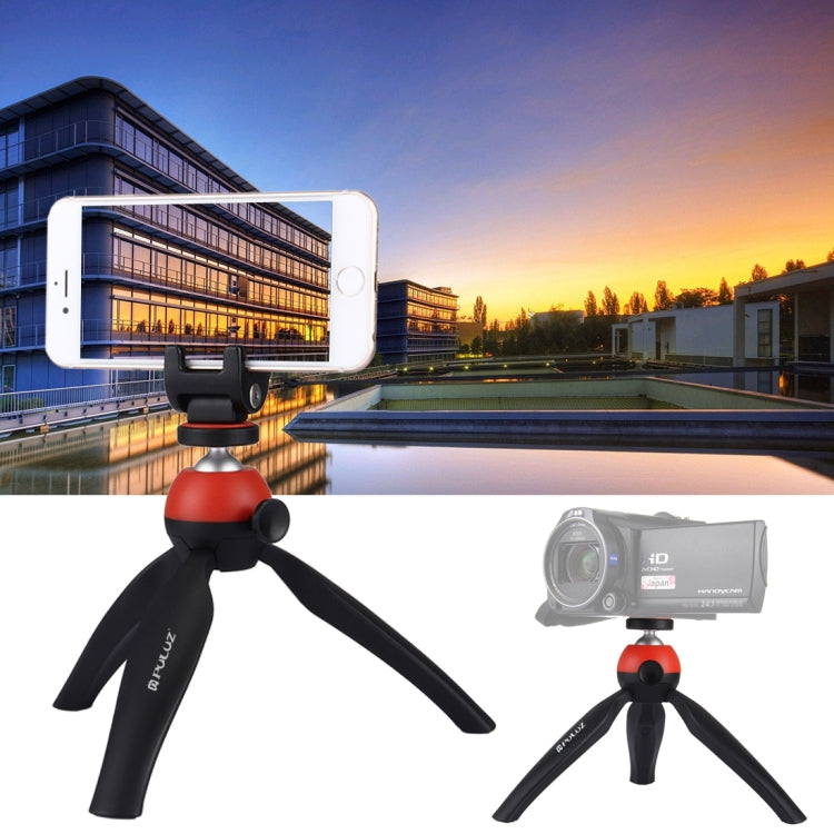 PULUZ Red Pocket Mini Tripod Mount with 360 Degree Ball Head & Phone Clamp for Smartphones