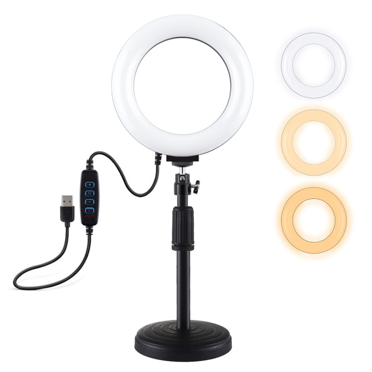 Adjustable Height LED Ring Light with Desktop Mount