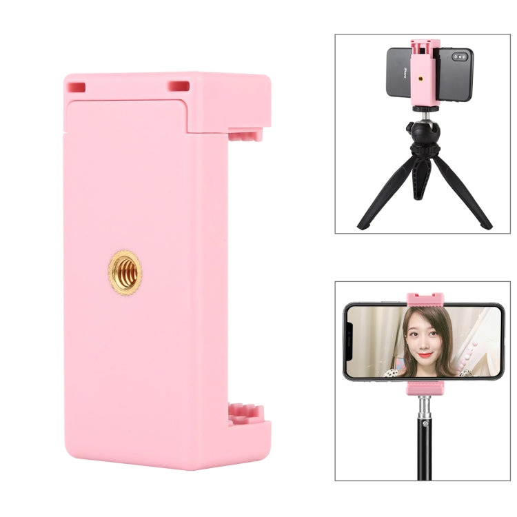 PULUZ Selfie Sticks Tripod Mount Phone Clamp with Cold Shoe Base (Pink)