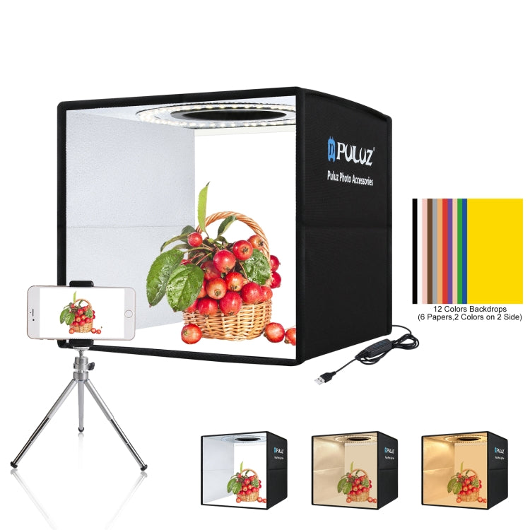 PULUZ 25cm Portable LED Ring Light Photography Studio Tent Box