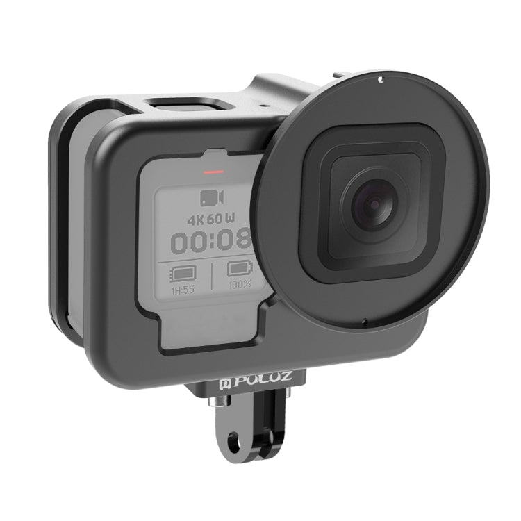 PULUZ GoPro Hero11/10/9 Black Thin Aluminum Alloy Housing Shell with Insurance Frame & 52mm UV Lens (Black)