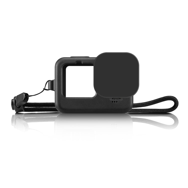 PULUZ Silicone Protective Case Cover with Wrist Strap & Lens Cover for GoPro Hero11/10/9 Black (Black)