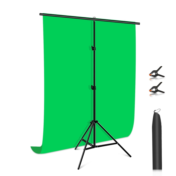 PULUZ T-Shape Photo Studio Background Support Stand with Green Cloth and Clips