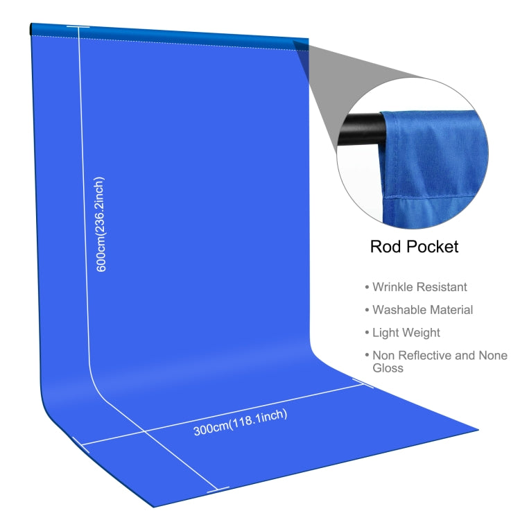 Photography Backdrop Cloth (Blue) - PULUZ 3m x 6m, High-Density Polyester Cotton