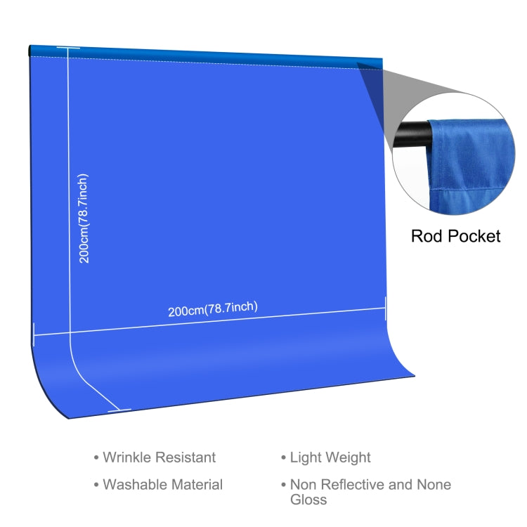 PULUZ 2m x 2m Blue Photography Background Cloth Backdrop