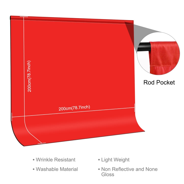 PULUZ 2m x 2m Red Photography Studio Backdrop with Enhanced Shooting Effect