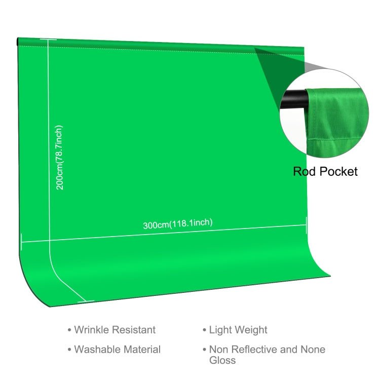 Photography Backdrop Cloth for Studio - Green, 3m x 2m