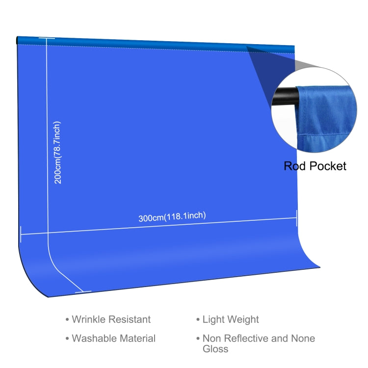 PULUZ 3m x 2m Photography Background Cloth Backdrop (Blue)