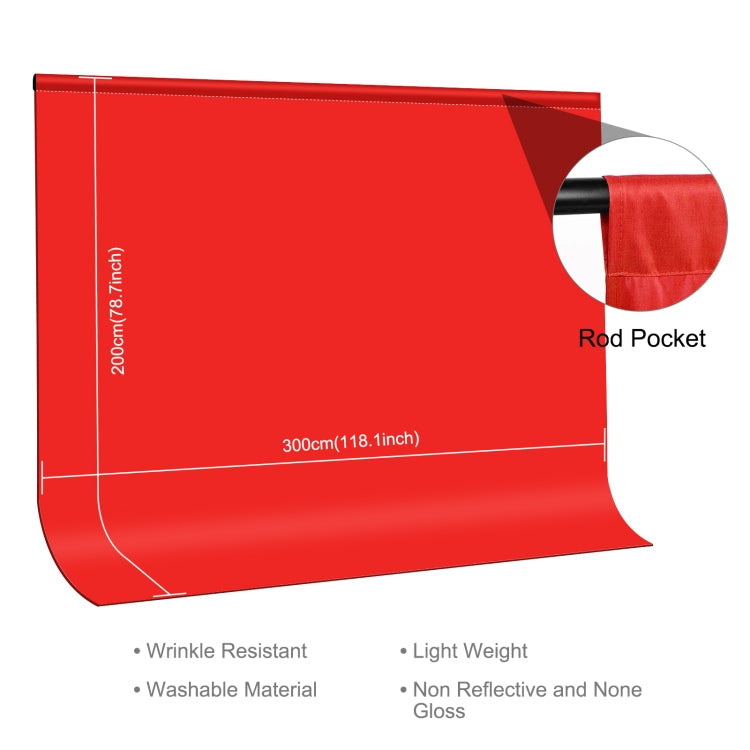 PULUZ 3m x 2m Photography Background Cloth Backdrop (Red)