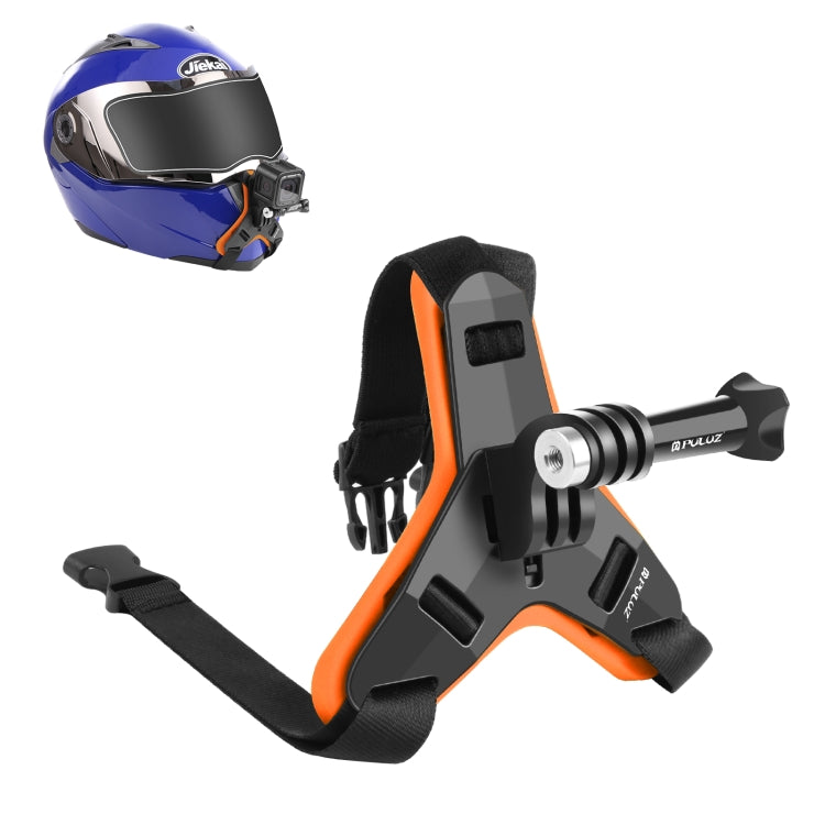 PULUZ Motorcycle Helmet Chin Strap Mount for Action Cameras (Orange)