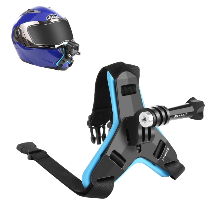 PULUZ Motorcycle Helmet Chin Strap Mount for GoPro, DJI Osmo Action and Other Action Cameras in Blue